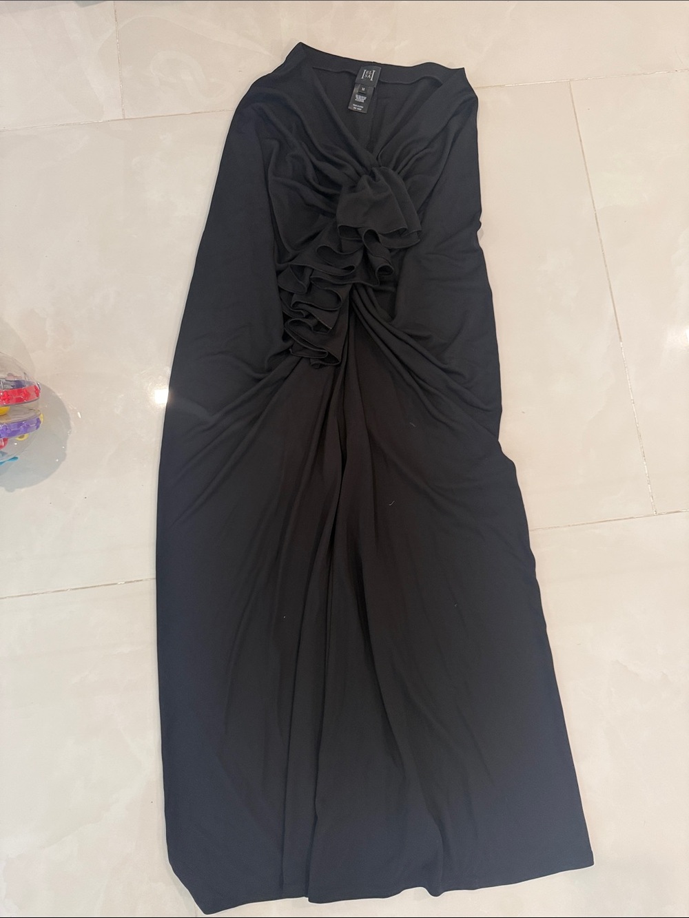 Elegant Black Maxi Skirt with Front Ruching